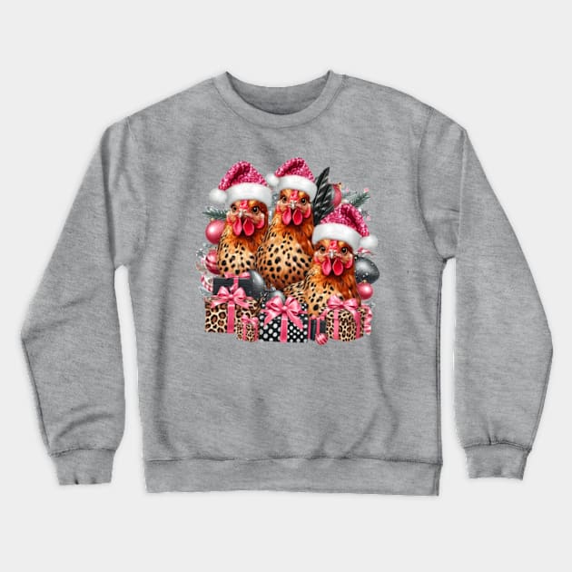 Chicken Christmas, chicken lover Christmas, leopard chicken christmas Crewneck Sweatshirt by Karley’s Custom Creations